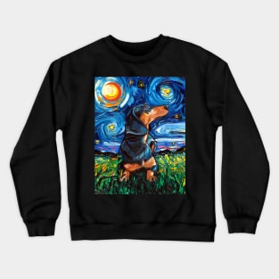 Black and Tan Shorthair Dachshund Night Crewneck Sweatshirt